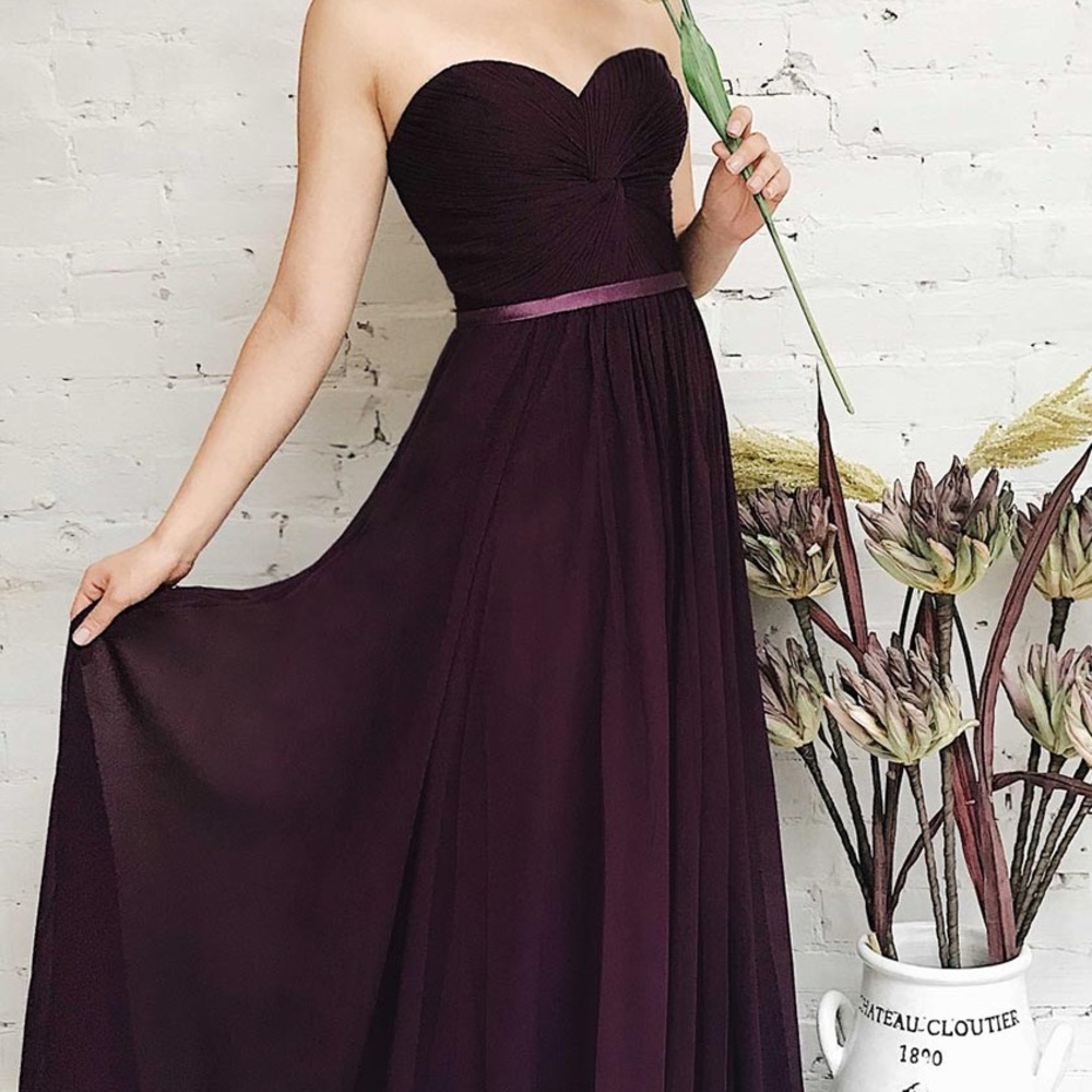 Strapless Purple Chiffon Gown